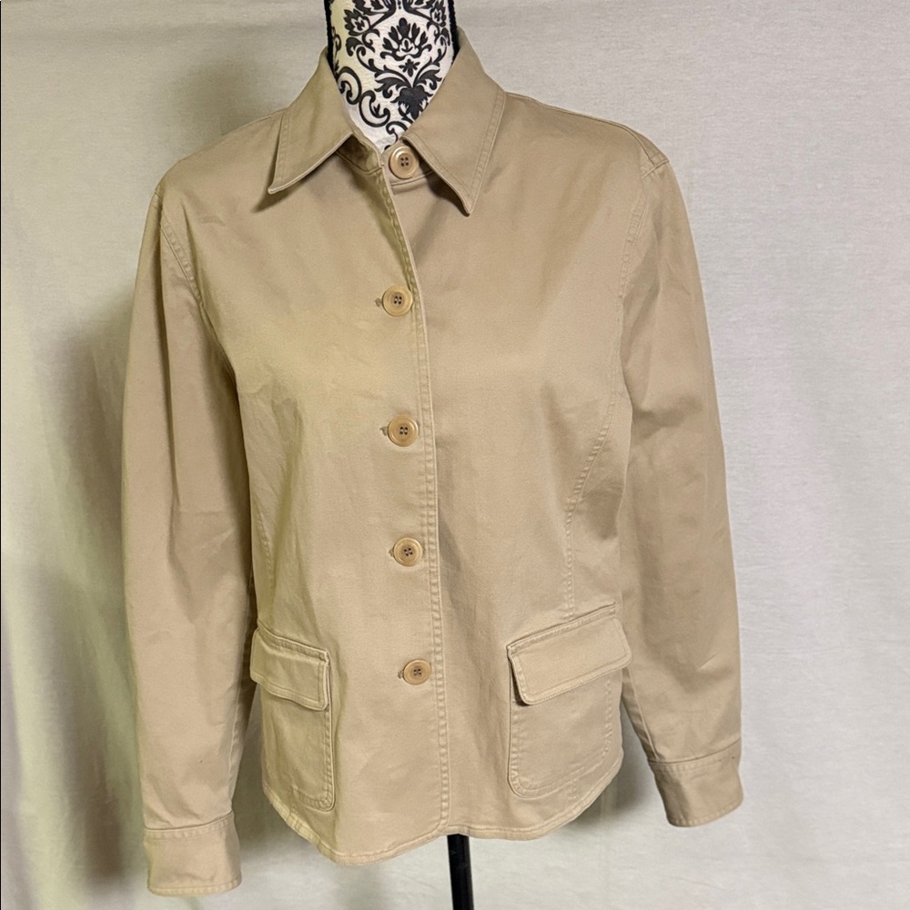 Jones New York Sport Stretch Stylish Khaki Utility Jacket for Women Cotton Large